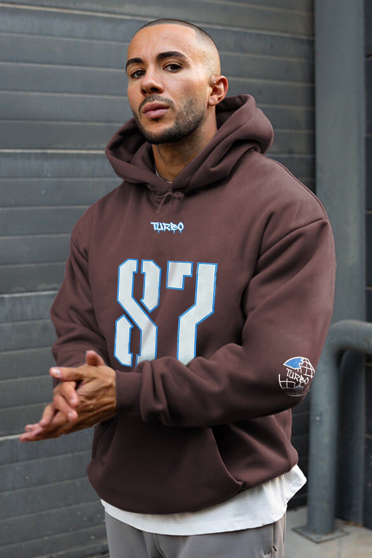 Turbo 87 Universe Aplic Fleece Hoodie In Dark Maroon