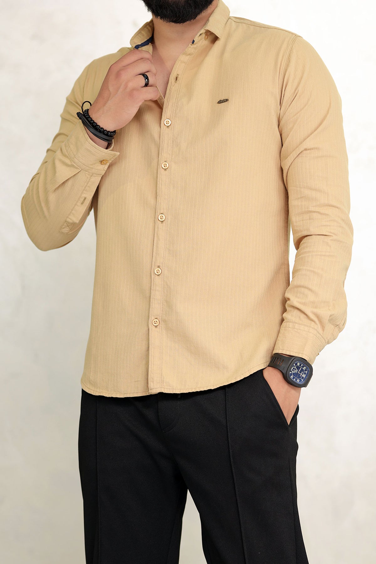 Turbo Organic MonoChromatic Long Sleeve Cotton Casual Shirt