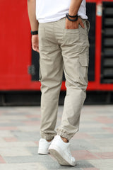 Turbo DrawString Pockets Cotton Loose Bottom Trouser In Dark Skin