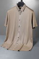 Men's Various Textured Silk Casual Shirt In Dark Skin