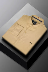 Turbo Organic MonoChromatic Long Sleeve Cotton Casual Shirt In Dark Skin