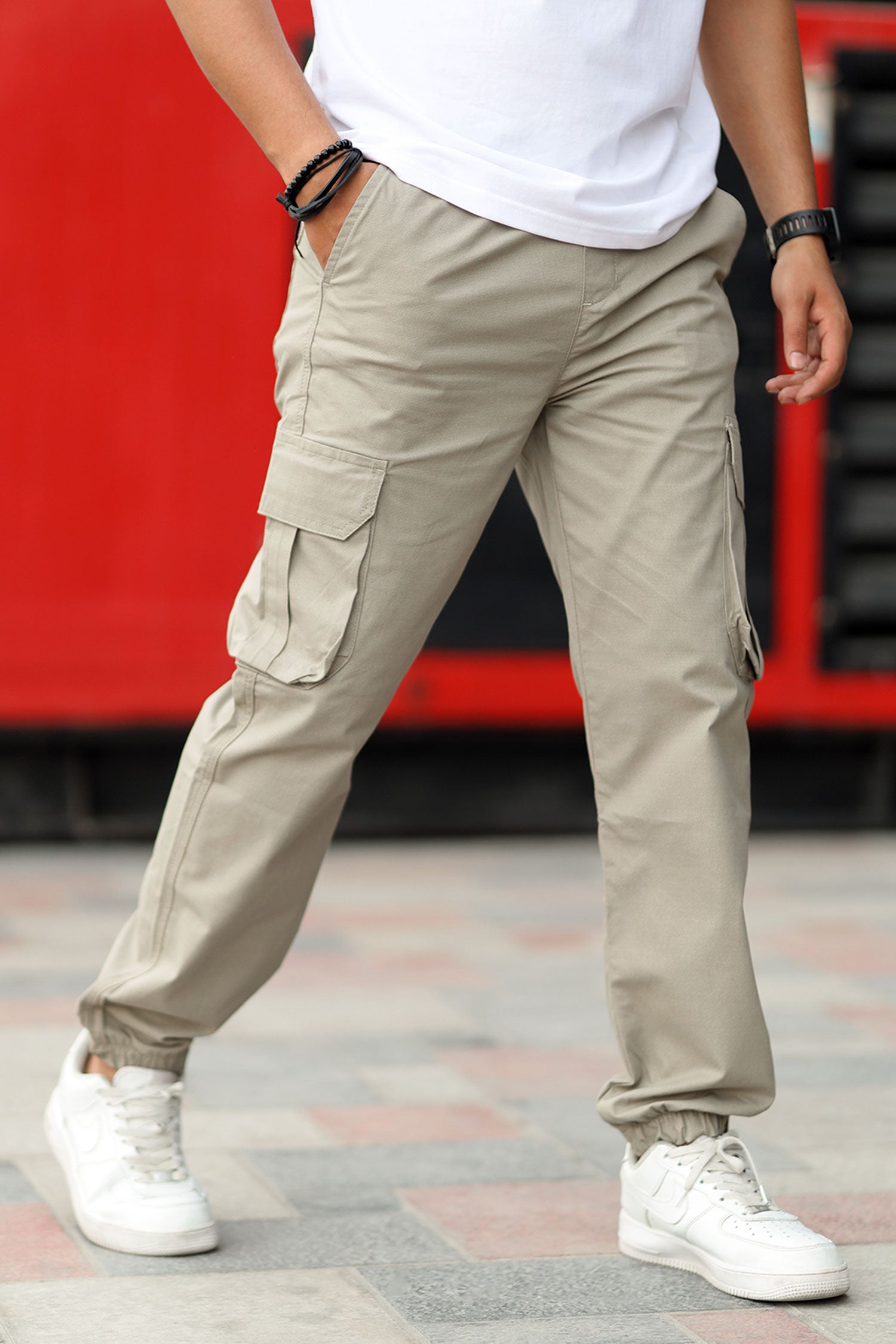 Turbo DrawString Pockets Cotton Loose Bottom Trouser In Dark Skin