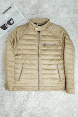 Quilted Pattern Iconic Zipper Men's Suede Jacket