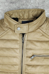 Quilted Pattern Iconic Zipper Men's Suede Jacket