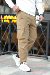 Turbo Front Pocket Style Imp Cotton Cargo Trouser In Camel