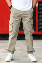 Turbo DrawString Pockets Cotton Loose Bottom Trouser In Dark Skin
