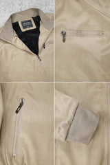 BuckleUp Vintage Zipper Men's Suede Jacket In Dark Skin