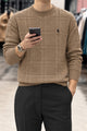 Polo Waffle Textured Imported Round Neck Men's Sweater