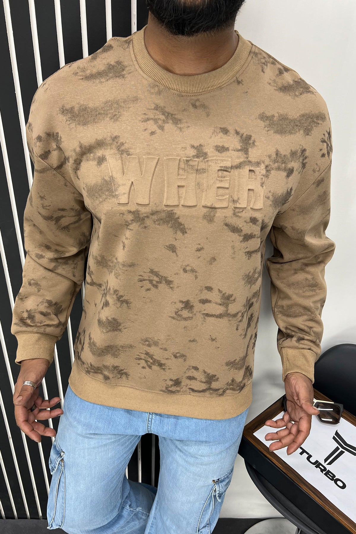 Wher Dye&Dye Style Full Sleeves Men's Sweatshirt