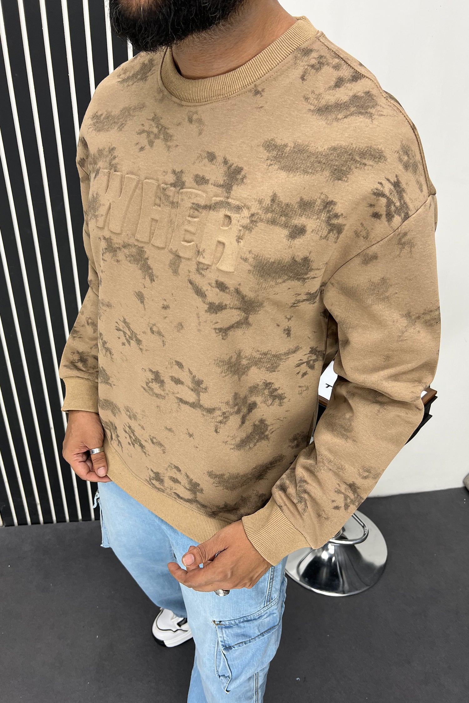 Wher Dye&Dye Style Full Sleeves Men's Sweatshirt