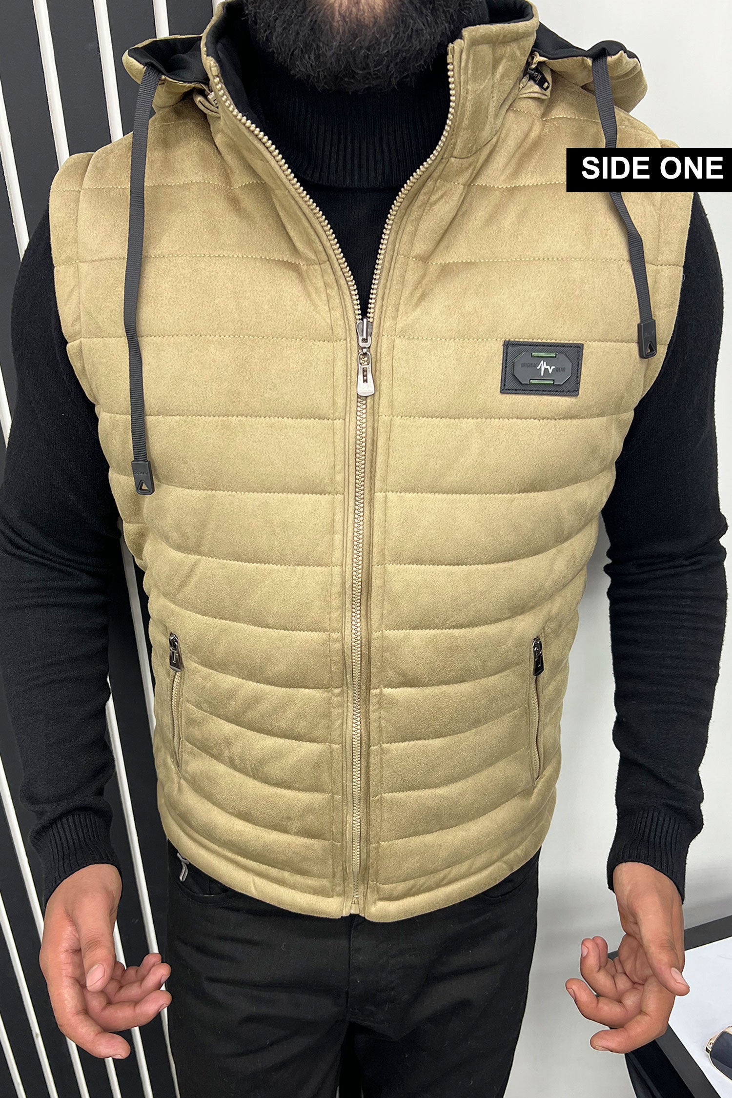 Quilted Pattern Double Side Removable Hood Imported Men's Gilet