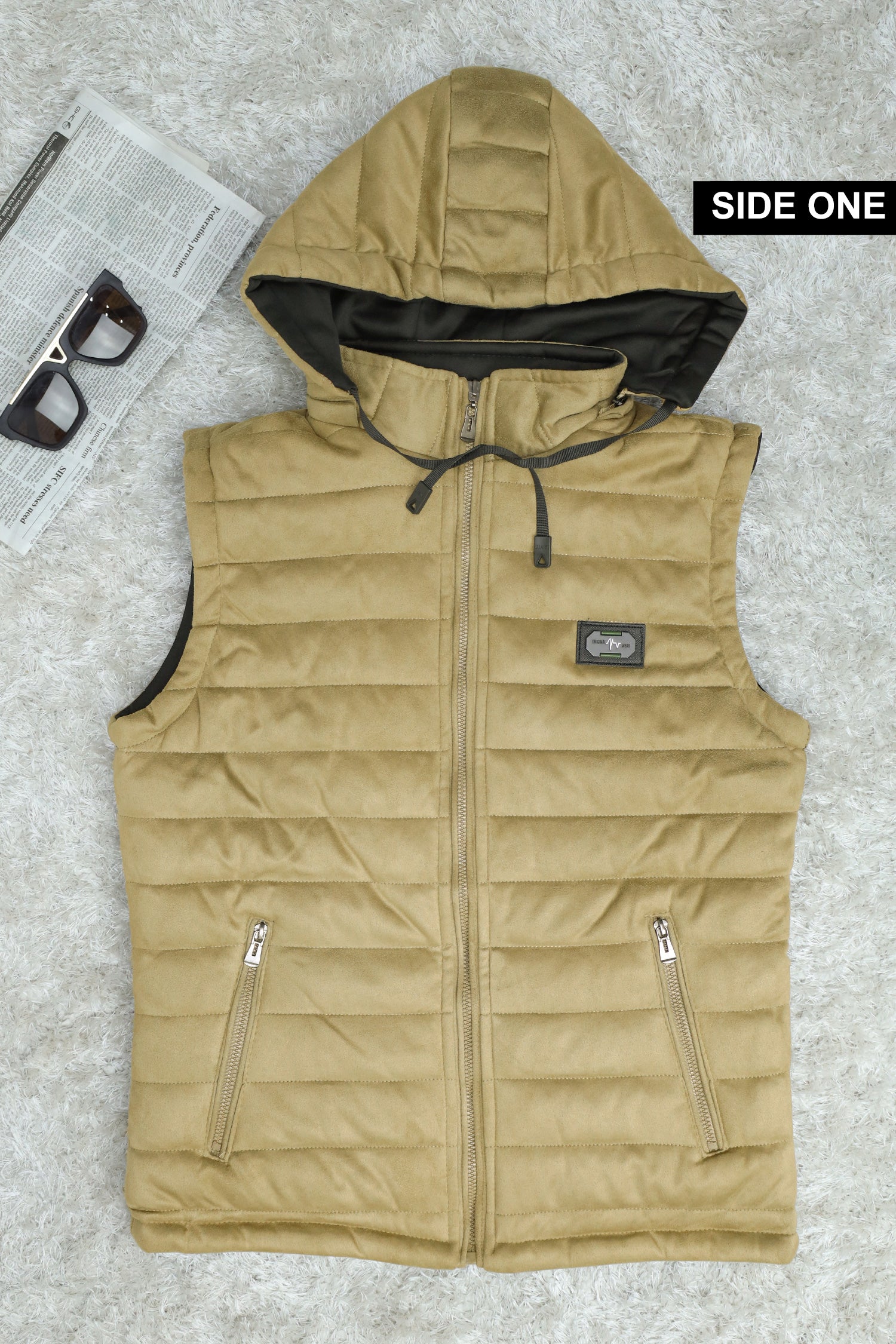 Quilted Pattern Double Side Removable Hood Imported Men's Gilet