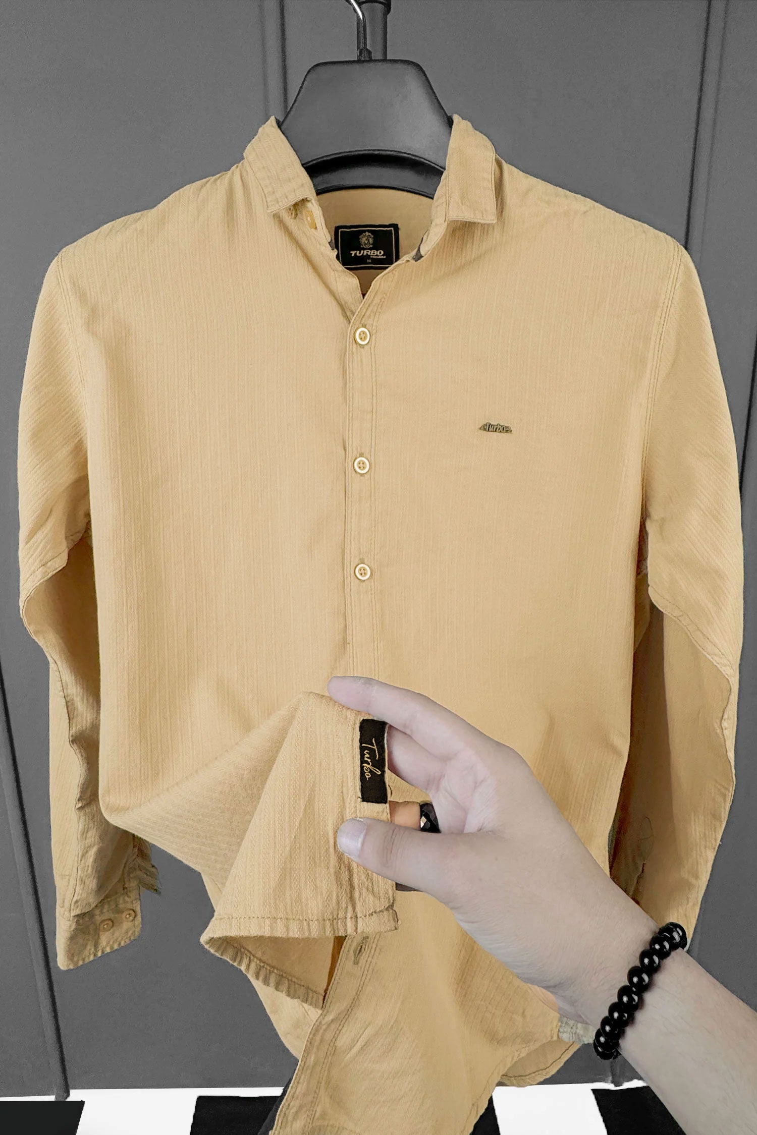 Turbo Organic MonoChromatic Long Sleeve Cotton Casual Shirt