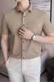 Men's Various Textured Silk Casual Shirt In Dark Skin