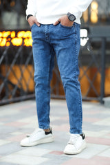 Shaded Tone Turbo Ankle Fit Jeans In Dirty Blue