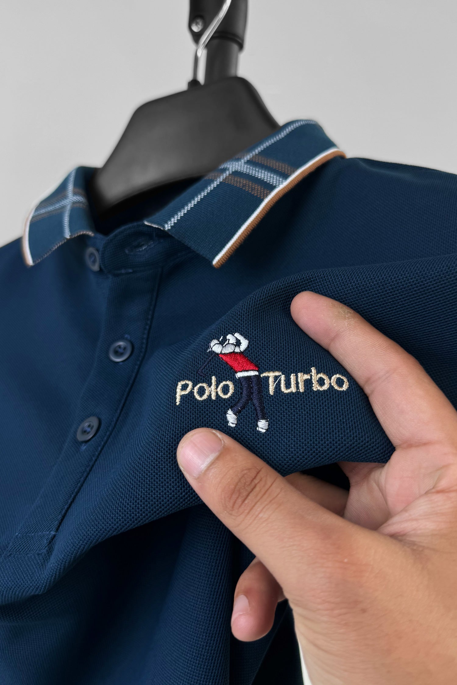 Turbo Polo Patterened Collar Men's Polo Shirt