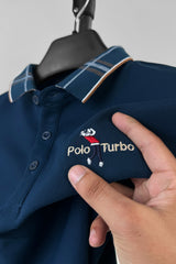 Turbo Polo Patterened Collar Men's Polo Shirt In Dark Zink