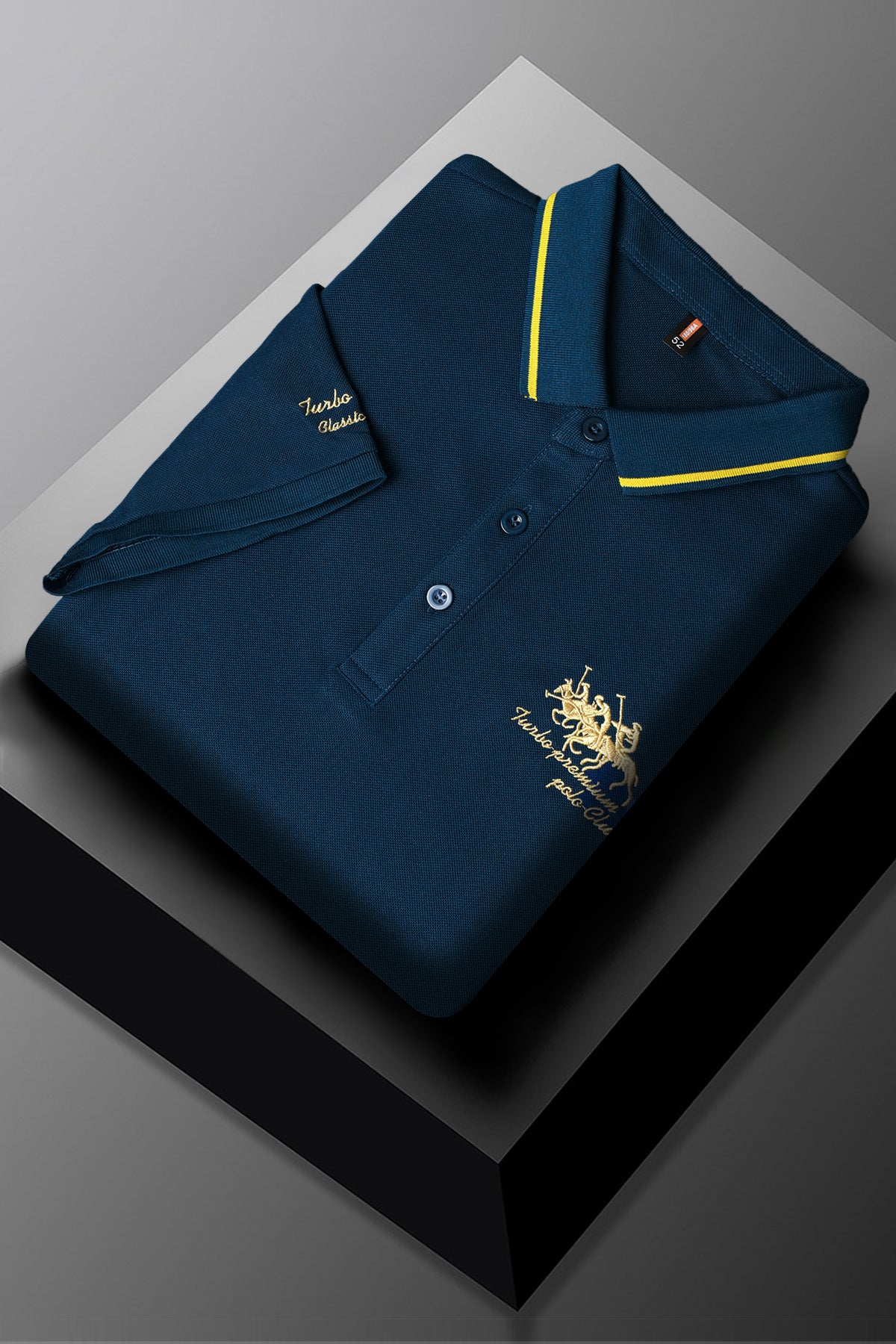 Turbo Premium Polo Club Triple-Pony Men's Polo Shirt In Dark Zink