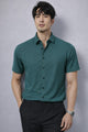Turbo Textured Finish Button Down Silk Casual Shirt In Dark Zink