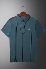 Turbo Trendy Block Pattern Stitchless Men's Polo Shirt In Dark Zink