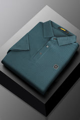 Turbo Trendy Block Pattern Stitchless Men's Polo Shirt In Dark Zink