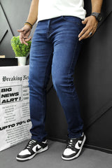 Light Faded Slim Fit Turbo Jeans In Dark Blue