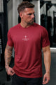 Turbo Street-Style Round Neck Dry-fit Shirt In Wine Red