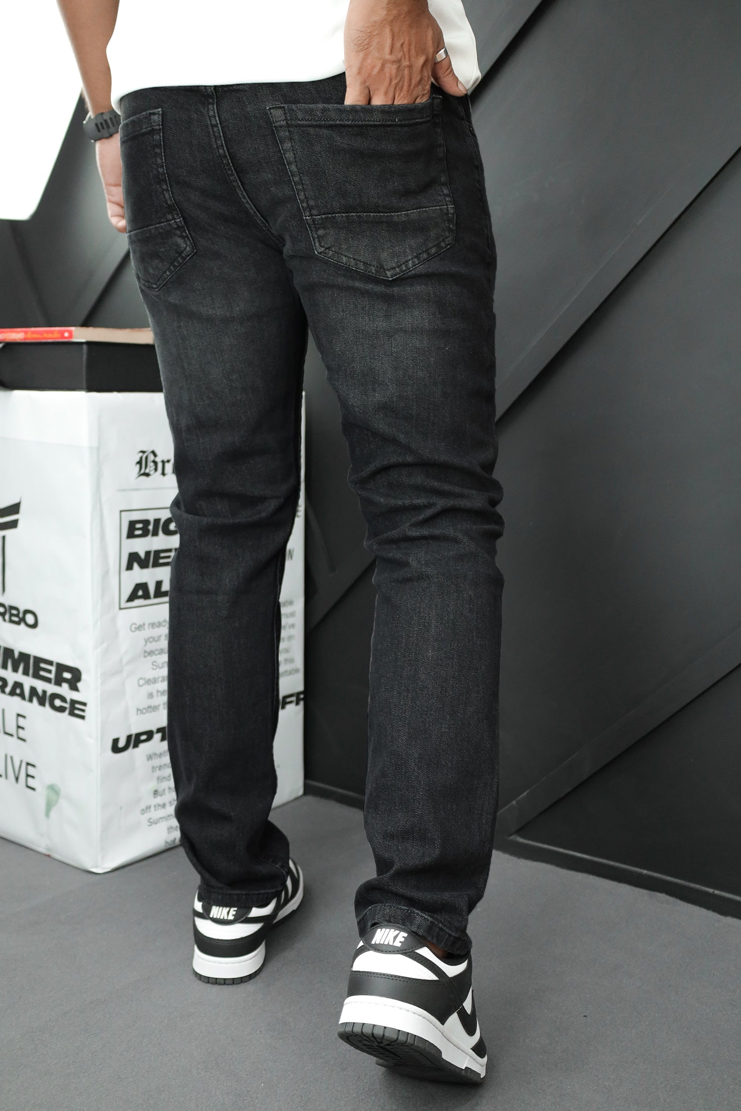 Slim Fit Turbo Jeans In Faded Black