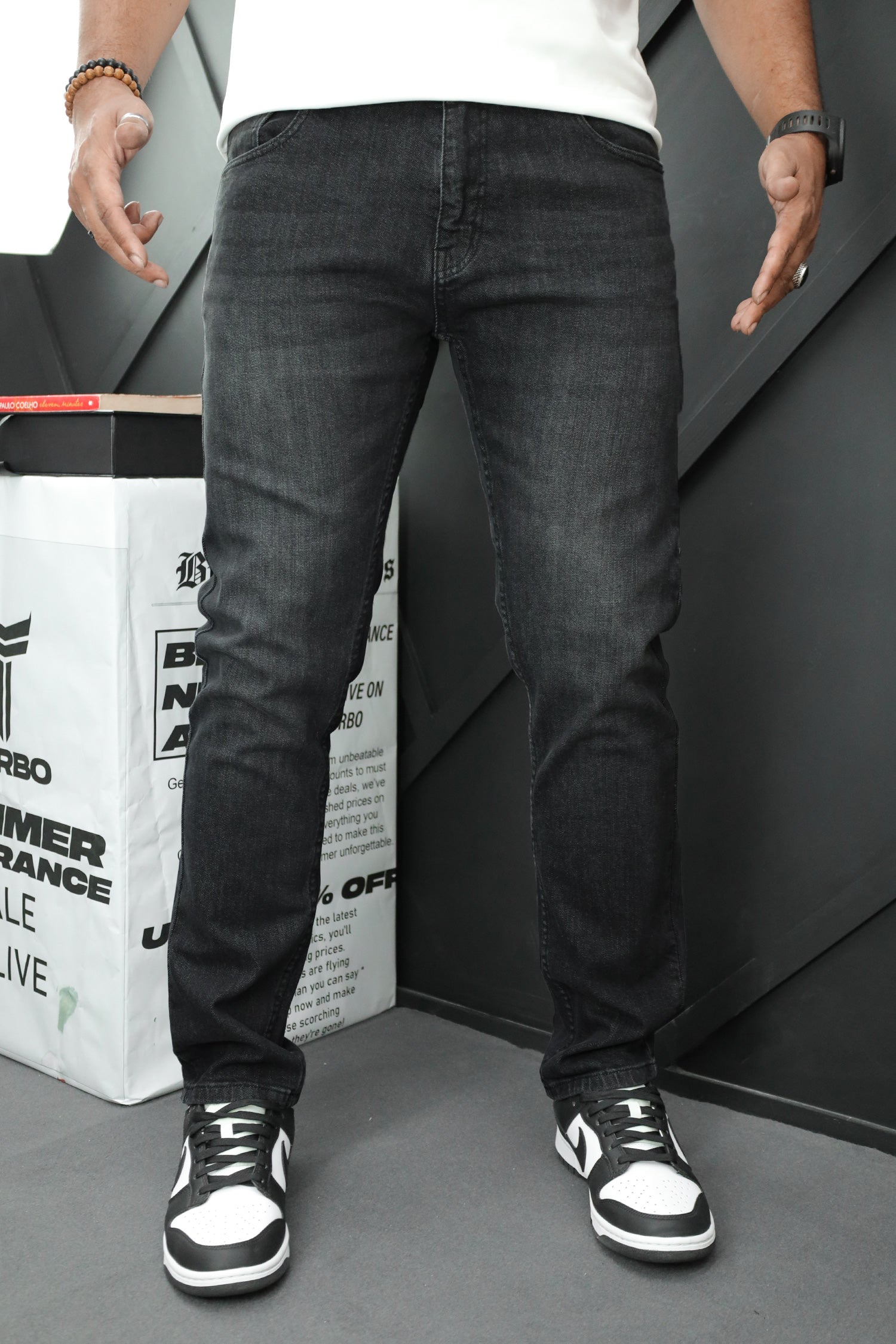 Slim Fit Turbo Jeans In Faded Black