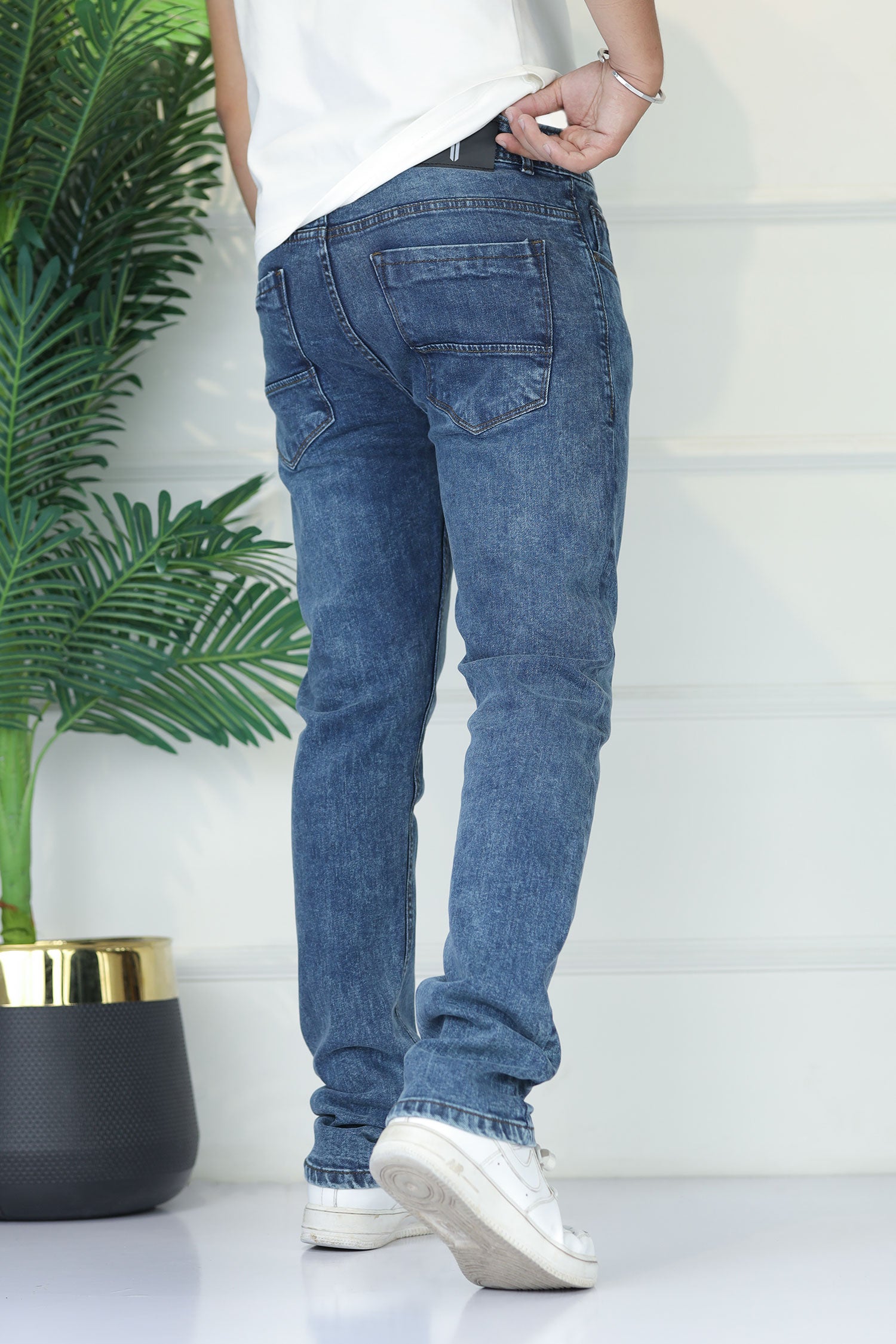 Turbo 'Straight Leg' Slim-Fit Jeans In Faded Blue