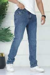 Turbo 'Straight Leg' Slim-Fit Jeans In Faded Blue