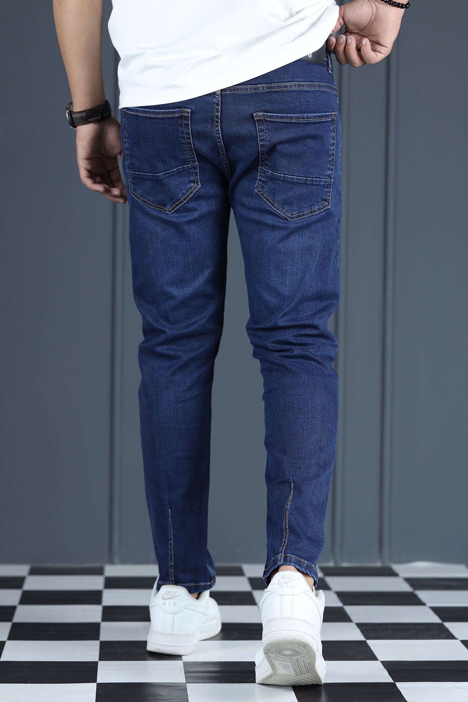 Heritage Flex Turbo Ankle Fit Jeans In Navy Blue