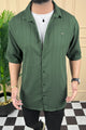 Turbo Minimalist Design Half Sleeve Casual Shirt In Dark Green