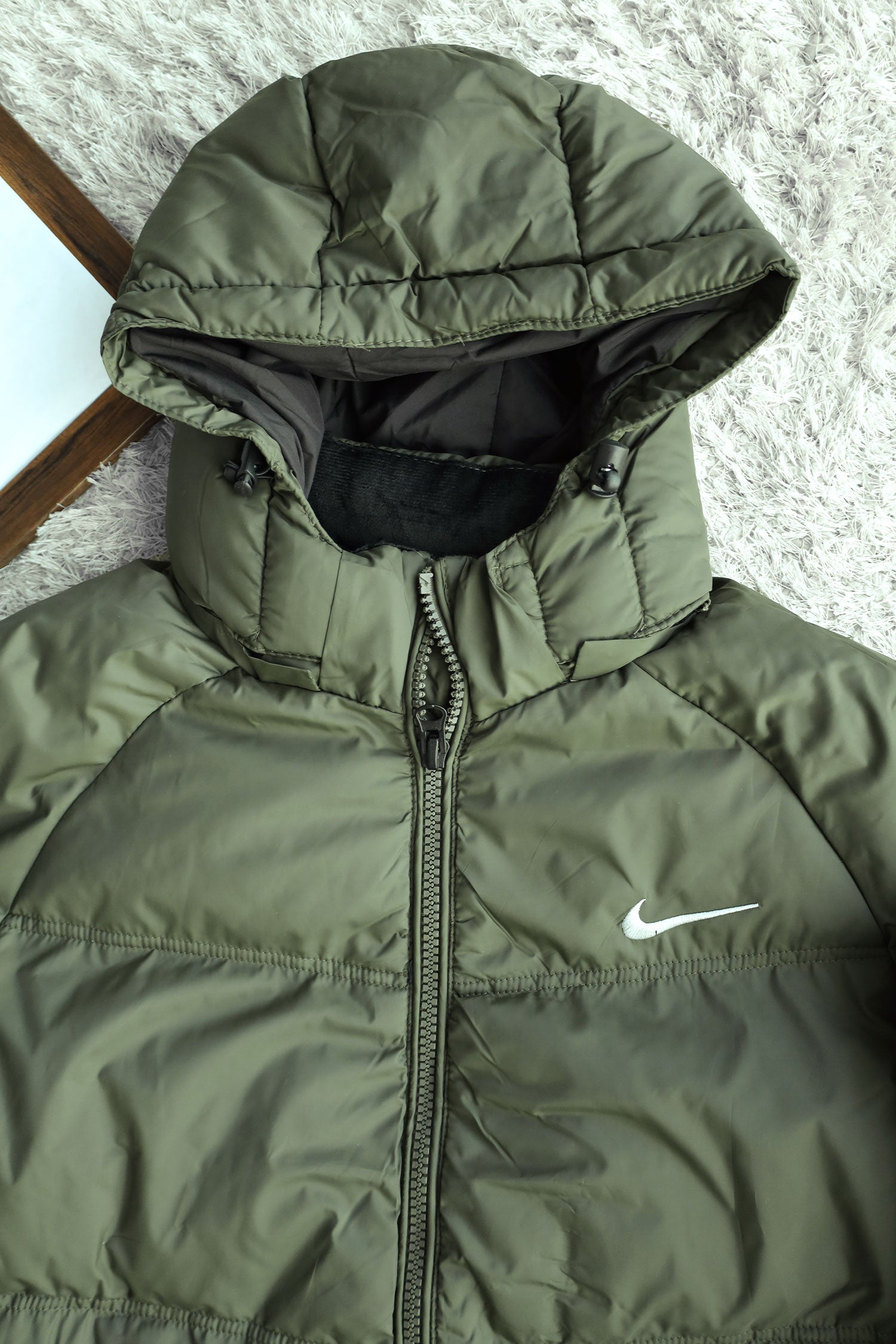 Nke Signature Quilted Padded Imported Puffer Jacket In Green