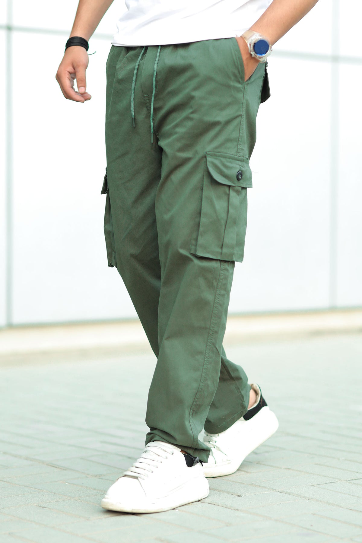 Turbo Loose Bottom Cargo Trouser In Green