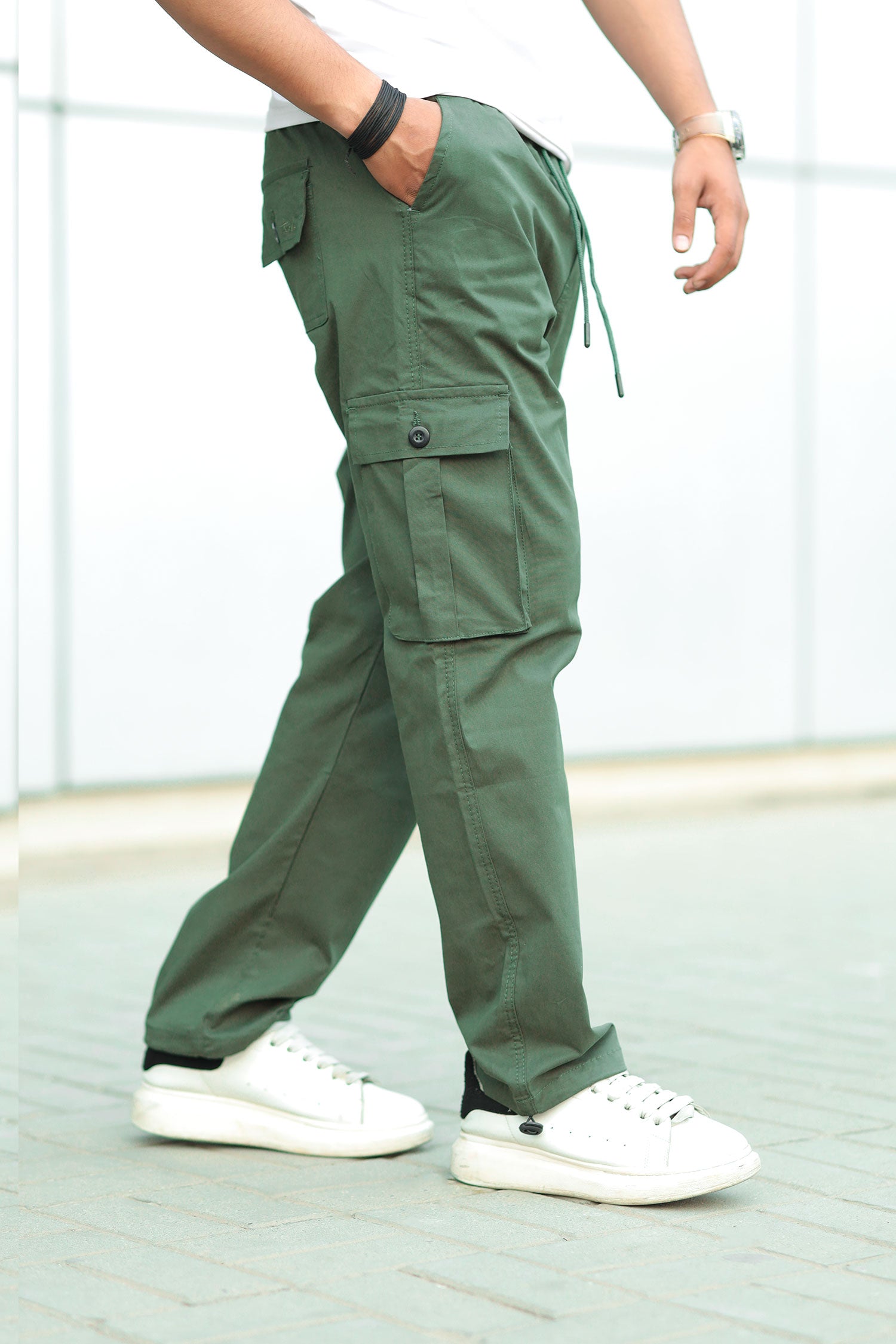 Turbo Loose Bottom Cargo Trouser In Green