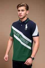 Rlph Laren Colorblock Diagonal -Stripe  Men's Polo Shirt