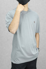 Detailed Comfort Imported Round Neck T-Shirt In Grey