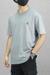 Detailed Comfort Imported Round Neck T-Shirt In Grey