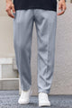 Plain Stripe Line Loose Bottom Trouser In Grey