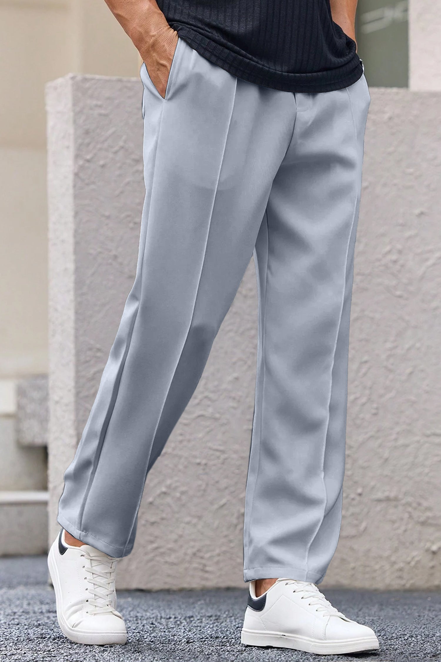 Plain Stripe Line Loose Bottom Trouser