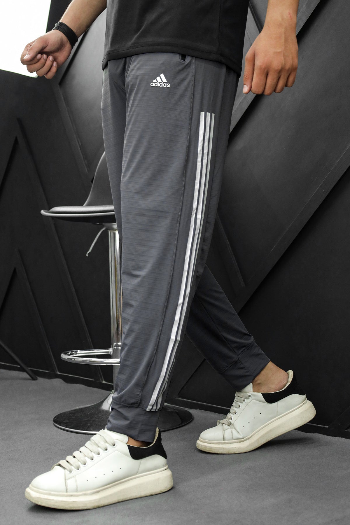 Adds Signature Side Stripes Sportswear Trouser in Grey