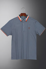 Turbo Patchwork Gradient Rib Men's Polo Shirt In Grey