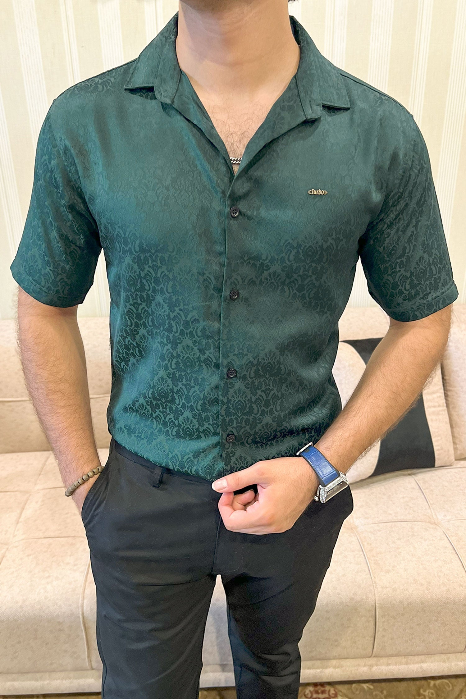Turbo Designer Motif Floral Casual Shirt