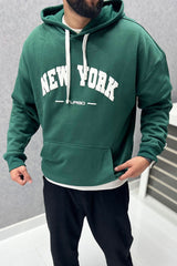 Turbo NY Aplic Print Fleece Hoodie In Green