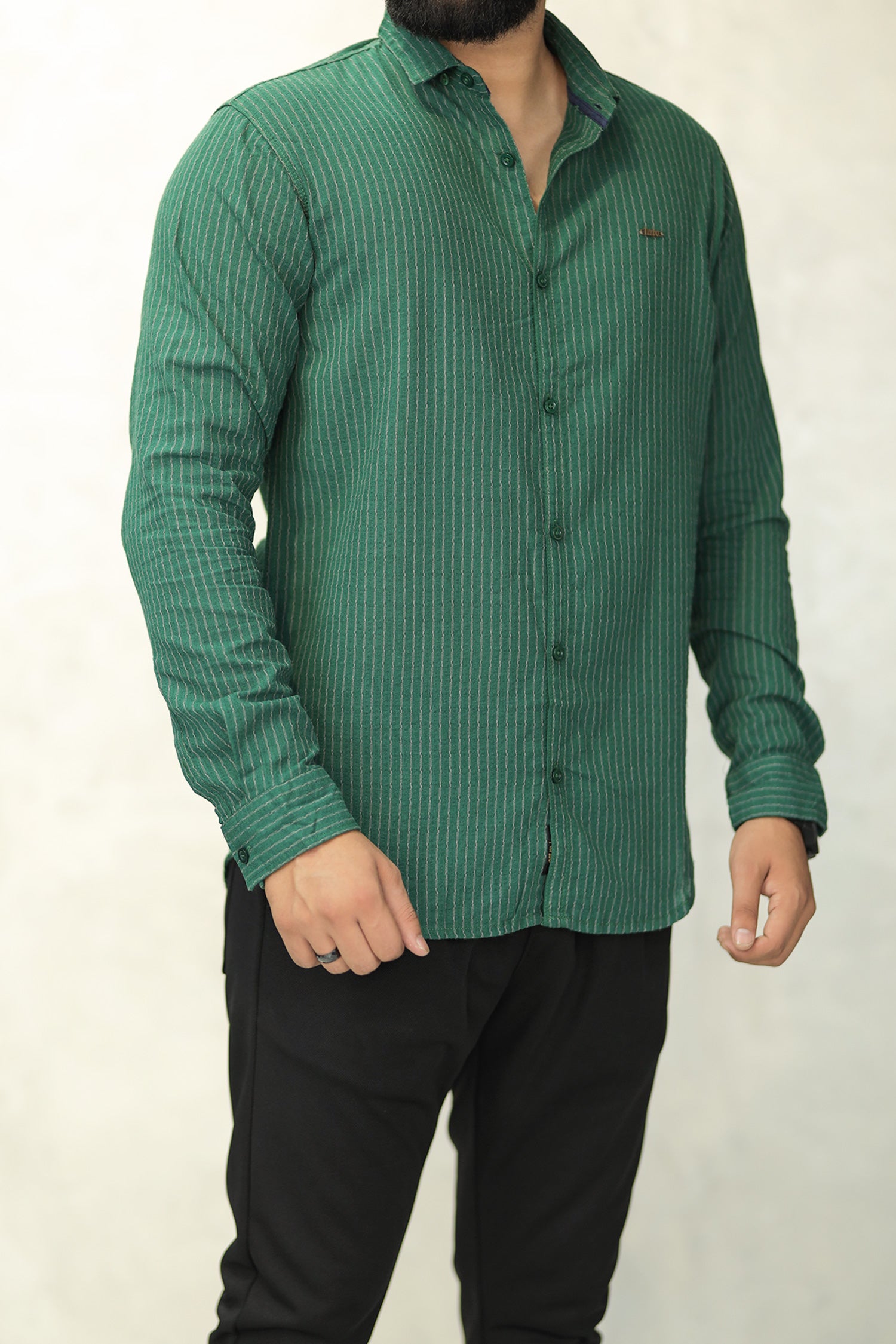 Turbo Lining Check Creation Long Sleeve Cotton Casual Shirt