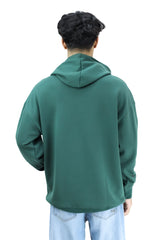 Turbo Embriodered Typography Fleece Hoodie In Green