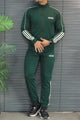 Adds Tipped Stripes Track Zipper Men's Co-Ord Set In Green