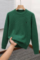 Polo Waffle-Knit Texture Imported Round Neck Men's Sweater