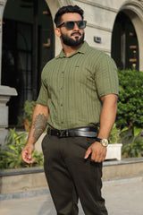 Turbo Endless Cool Embossed Casual Shirt In Green